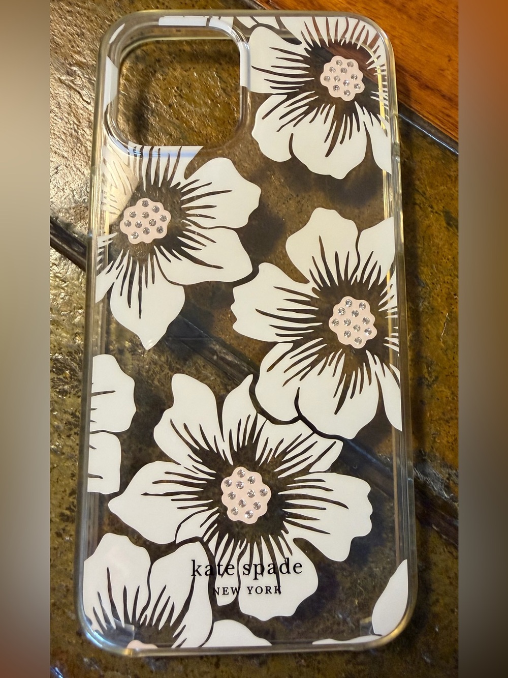 Kate Spade New York Clear Floral iPhone 16 Pro Max Case, w/ White & Black Print
